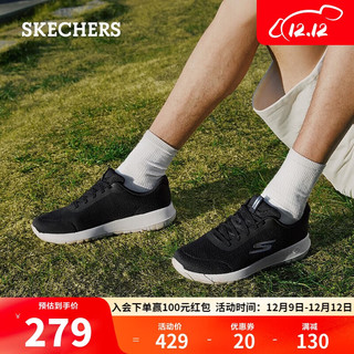 SKECHERS 斯凯奇 秋冬男鞋缓震轻便跑步鞋休闲运动鞋216281黑色/蓝色