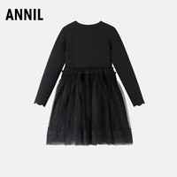 Annil 安奈儿 童装女童连衣裙2024春 黑色 110cm