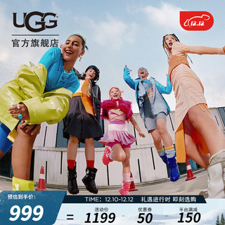 UGG 2023秋季新款男女同款舒适厚底短靴防泼水时尚布瑞拉靴 1144059 MSJS | 芥菜籽/茉莉白色 38