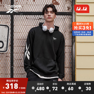 Reebok锐步男女同款HOODIE休闲连帽针织套头衫 黑色 L