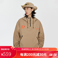 卡帕（Kappa）防风衣2023男半拉链套头衫梭织休闲连帽抽绳长袖KPCEDFJ01 北欧沙色-6353 XL