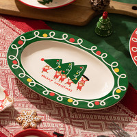 摩登主妇原创圣诞餐具碗盘陶瓷饭碗盘子家用卡通可爱高颜值碗碟套装 圣诞系列10英寸鱼盘