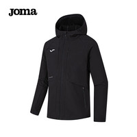 JOMA加绒复合针织外套男女同款户外运动跑步连帽防风保暖开衫上衣 黑色（男） 4XL