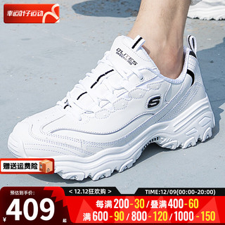 斯凯奇（Skechers）男鞋 小白鞋男鞋熊猫鞋减震休闲鞋厚底老爹鞋 52676-WBK 6.5/39/245mm