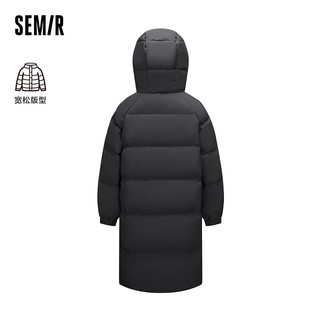 Semir森马永久联名羽绒服女长款宽松三防厚外套 黑色90001 180/100A/XXXL