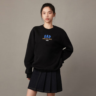 Gap男女装冬2023新LOGO碳素软磨抓绒卫衣841207 黑色 180/100A(XL)亚洲尺码