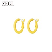 ZEGLC型耳环女气质高级感小众设计感时尚925银针耳饰 黄色哑光耳圈