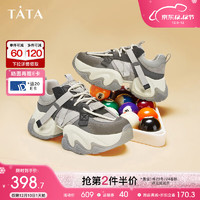 他她（TATA）2024春时尚休闲厚底圆头撞色热门老爹鞋DGAF1AM4【】 灰/黑 36