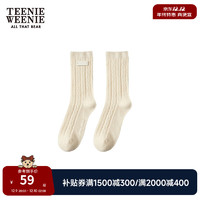 Teenie Weenie小熊20纯色提花中帮袜子可爱女袜时尚 象牙白 FRE