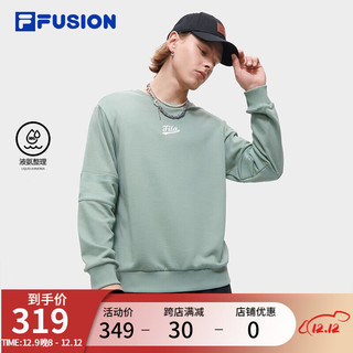 FILA 斐乐 FUSION潮牌男子针织套头衫时尚简约纯棉卫衣 岩灰绿-TQ 180/100A/XL