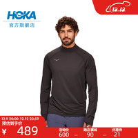HOKA ONE ONE 男士冬季跑步T恤Cold Weather Layer轻巧修身透气 黑色（尺码偏大） M