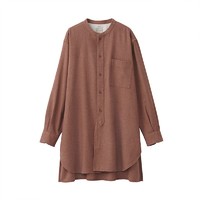 MUJI 無印良品 无印良品（MUJI）  女式 法兰绒 中长衬衫 男女通用 BCJ16C1A 长袖休闲百搭衬衫 砖红色 XXS-XS