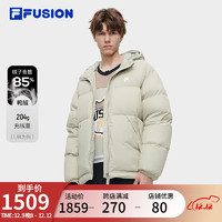 FILA FUSION斐乐潮牌羽绒服男装时尚休闲宽松连帽外套 雏鸭灰-GY 175/96A/L