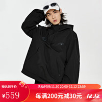 卡帕（Kappa）防风衣2023男半拉链套头衫梭织休闲连帽抽绳长袖KPCEDFJ01 黑色-990 L