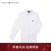 TOMMY HILFIGER24早春男装纯棉重磅牛津纺刺绣净色修身衬衫外套34922 白色YCF XS（：100-120斤）