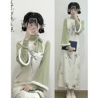 BTTKDL新中式轻国风连衣裙女20季少女绿色倒大袖改良旗袍 161绿色 S