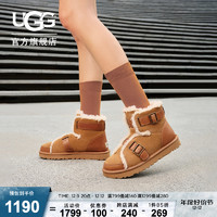 UGG 2023冬季男女同款平底溢毛休闲靴舒适时尚搭扣雪地靴 1119431