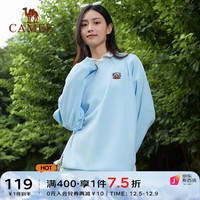 骆驼 CAMEL抓绒卫衣套头女冬中性加绒舒适亲肤防风保暖抗静电卫衣男 清溪蓝,男女同款 M
