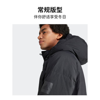 adidas阿迪达斯轻运动男装冬季530蓬保暖长款连帽户外羽绒服 黑色 AXS