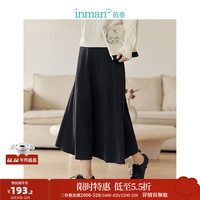 茵曼（INMAN）A字半身裙女装高腰百搭裙子 烟灰色 XL