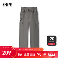 森马（Semir）森马休闲裤女纯棉阔腿裤甜酷2023冬纯色工装裤潮酷 深灰20901 24