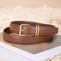 牛当家金属圈皮带女真皮腰带针扣头层牛皮百搭时尚裤带礼盒装 24mm高级咖 105cm