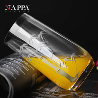 NAPPA 中国匠人水晶玻璃水杯 手工刻花玻璃凉水杯 创意饮料果汁杯