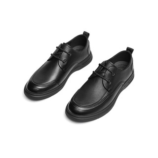红蜻蜓男鞋商务休闲皮鞋男士通勤皮鞋舒适低帮男鞋WHA43650 黑色 39