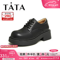 他她（TATA）方跟休闲满帮鞋单鞋女鞋新DWAH1CM3 黑色 35