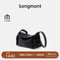 挂耳系列屋檐包mini设计师款头层牛皮通勤手提斜挎hobo包 烟墨黑 13天