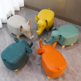 欧润哲 大象凳子孩童动物凳实木换鞋凳创意小凳子卡通可爱矮凳 小橘象
