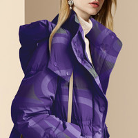 Diffie Rieger 迪菲丽格 冬装连帽紫色羽绒服女中长款2023新款时尚设计感鸭绒外套