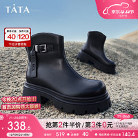 他她（TATA）2023冬时尚休闲简约厚底女靴DWBF1DD3 黑色 39