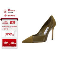 JIMMY CHOO 女士军绿色尖头高跟鞋 CASS 95 SPT 222 CAPER GREEN