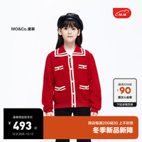 little MO&Co.little moco童装23冬装女童翻领针织开衫毛织外套KBC4CART02 樱桃红色 110/52