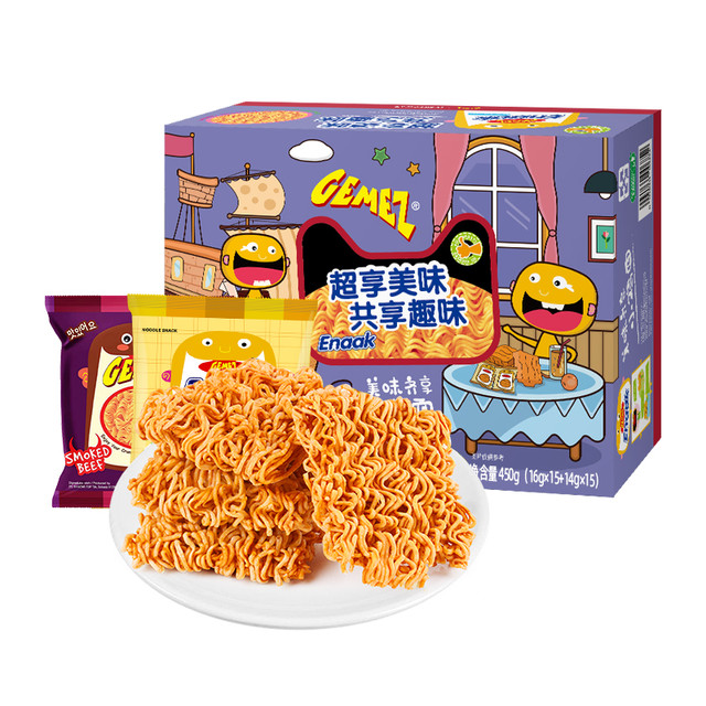 GEMEZ Enaak 印尼GEMEZ膨化追剧童年零食大礼包烧烤牛肉味小鸡干脆面30包