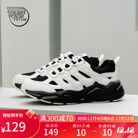 飞跃运动鞋女鞋冬季复古老爹鞋女厚底黑色鞋子女休闲跑鞋潮 米黑 35码