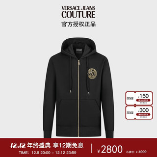 VERSACE 范思哲 Jeans Couture男装男士V字系列连帽外套 黑色 L