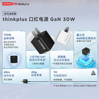 ThinkPlus联想thinkplus口红电源GaN 30W（充电套装）黑iPhone15快充兼容PD20W/27W苹果安卓手机/平板5359