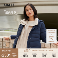 AIGLE 艾高 冬WR防泼水保暖鹅绒羽绒服女士外套 帝国深蓝 AR443 38