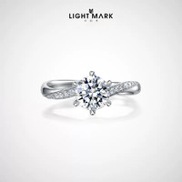 Light Mark 小白光 幸运女神18k金钻石戒指六爪扭臂钻戒求婚女戒