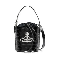 Vivienne Westwood Daisy 女士黑色鳄鱼压纹logo标牌水桶包手提包单肩包
