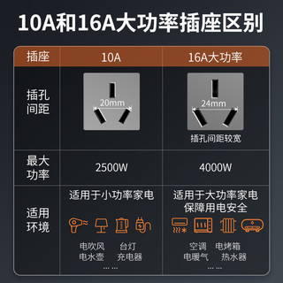 DELIXI 德力西 斜六孔插座双3孔错位二三插空调热水器16A开关家用面板