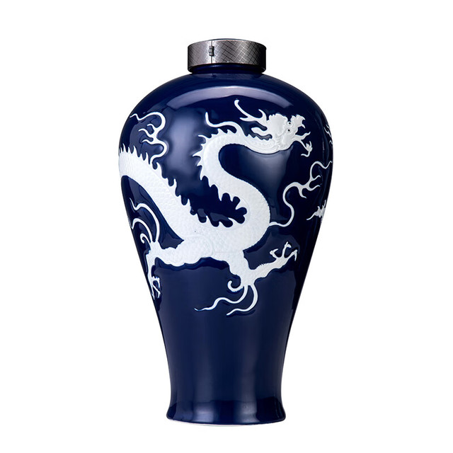 中国美術 瑠璃釉 纏白龍紋 梅瓶 内府 款 時代物(K-XA831)
