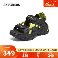 SKECHERS 斯凯奇 女士厚底凉鞋柔软凉拖鞋外穿119862 黑色/柠檬色/BKLM 35