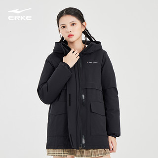 ERKE 鸿星尔克 羽绒服女冬季女士户外运动保暖轻薄中长款羽绒外套大衣女