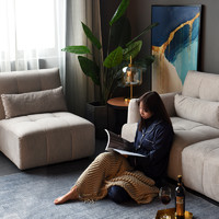 MURUYA 慕芮雅 布艺沙发北欧现代简约小户型客厅皮家具创意模块三人转角组合