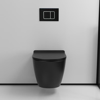 monezun 摩至 德国摩至M08黑色壁挂式马桶直冲大口径隐藏式水箱墙排坐便器圆形
