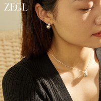 ZENGLIU ZEGL灰色人造大珍珠耳环女小众设计感 高级耳钉巴洛克银针耳饰品