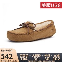 UGG 美版女单鞋羊毛便鞋保暖豆豆鞋5612 栗子棕色